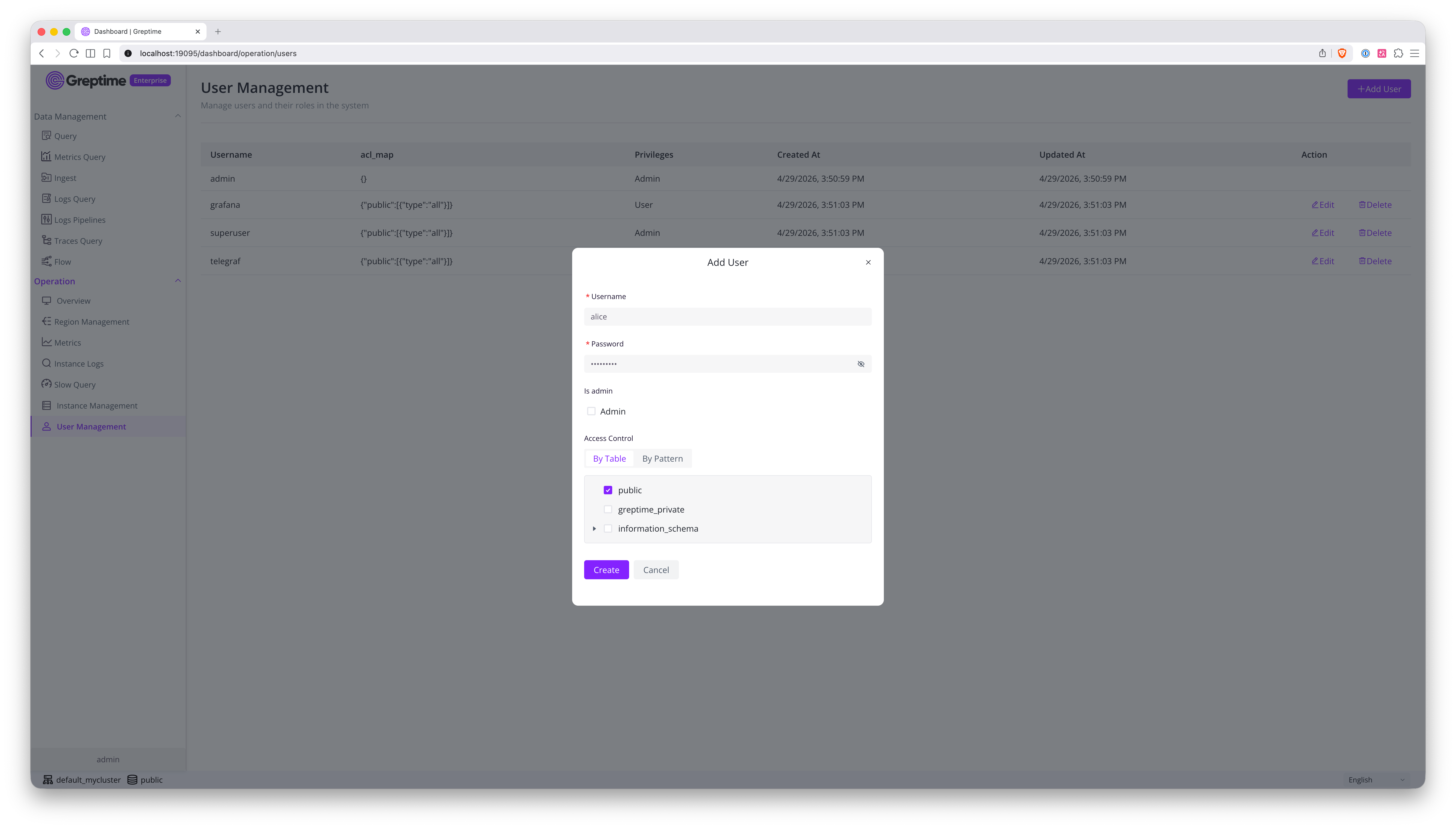 login page